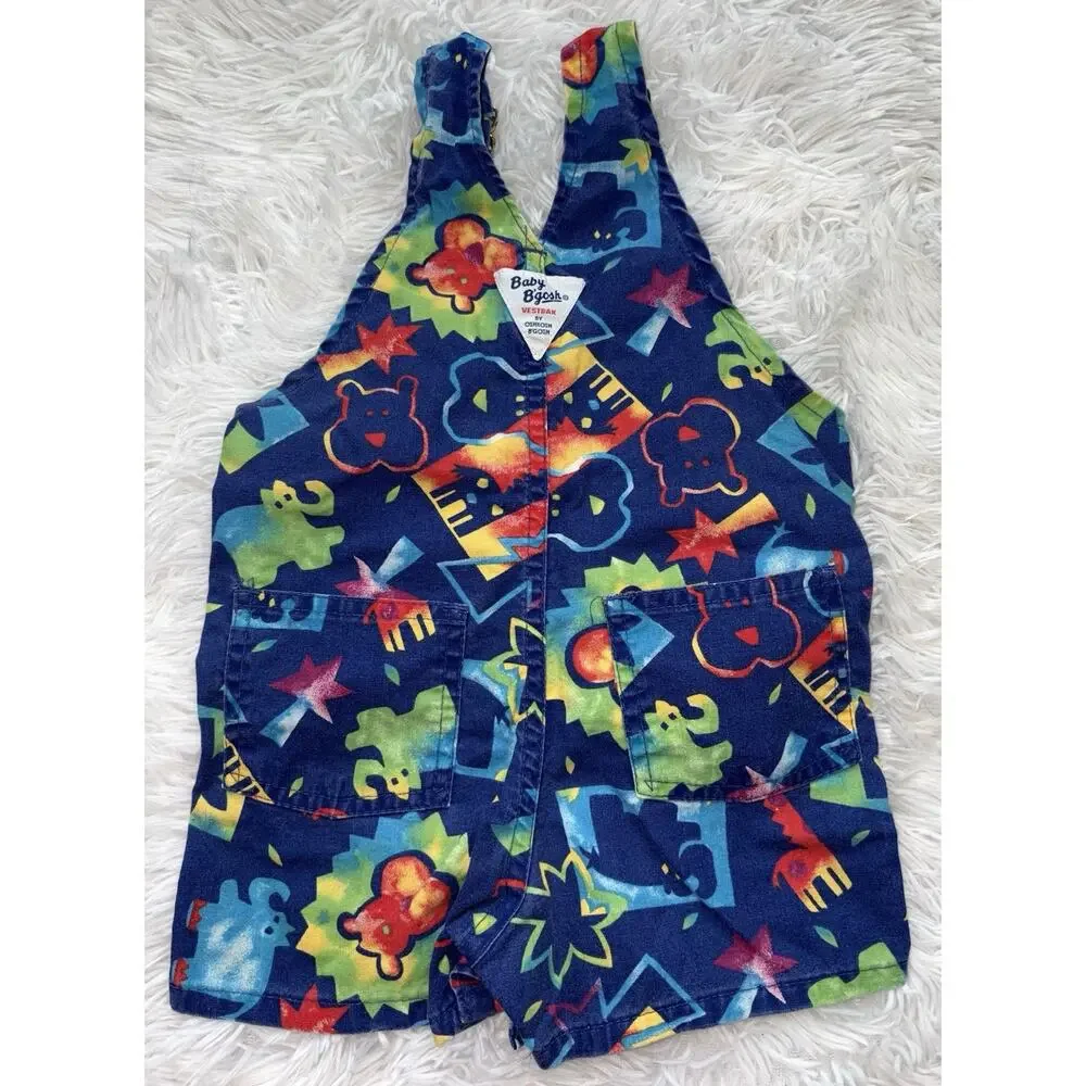 Vintage 90s Baby B’Gosh Vest back 12 month  Shortall Romper. Rare find